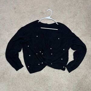 Elegant Black Pearl Women's Cardigan
